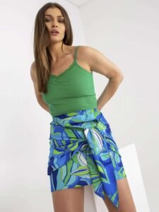 Blue green mini pencil skirt with