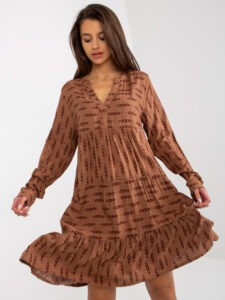 Brown loose dress with prints