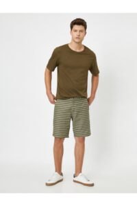 Koton Men's Khaki Striped Shorts