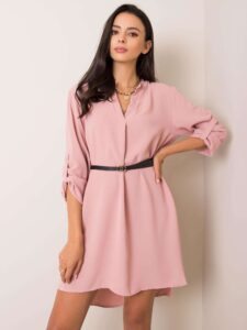 Lady's pink and brown dress