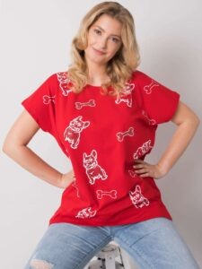 Lady's red blouse with print