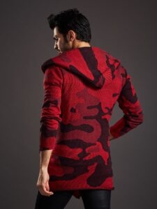 Men's red camo sweater with