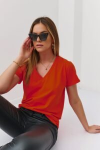 Orange monochrome women's t-shirt made