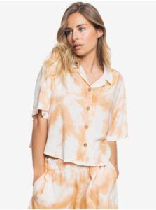 White-Orange Women's Batik Shirt Roxy Paper