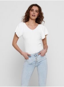 White Ribbed T-Shirt with Binding ONLY