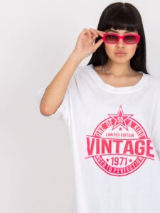 White and pink loose T-shirt