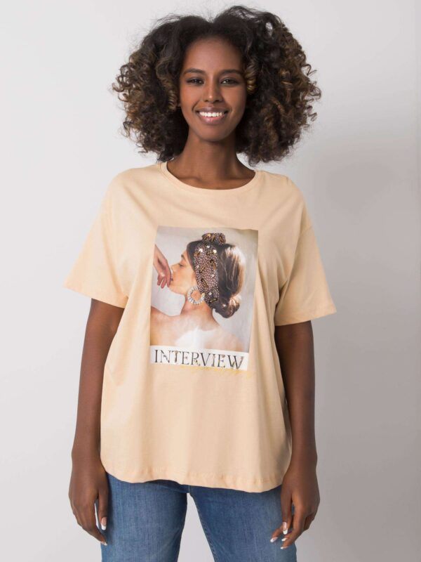 Beige T-shirt with colorful