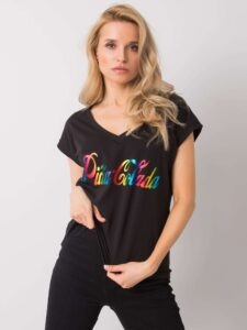 Black T-shirt with colorful