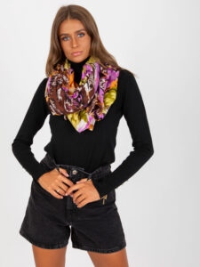 Brown-purple cotton scarf with