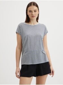 Cream-blue women's striped T-Shirt AWARE by VERO