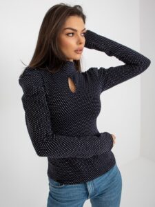 Navy blue fitted turtleneck with