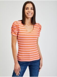 Orsay Pink-Orange Women's Striped T-Shirt