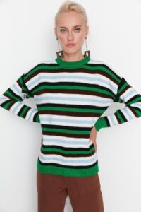 Trendyol Emerald Green Striped Oversize