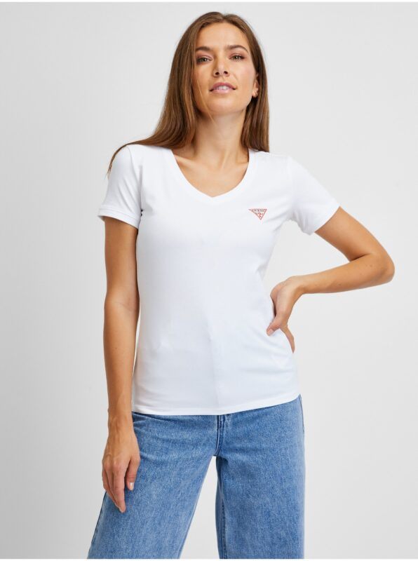 White Women's T-Shirt Guess