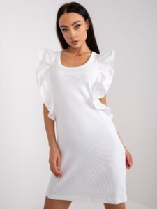 White ribbed minidress with