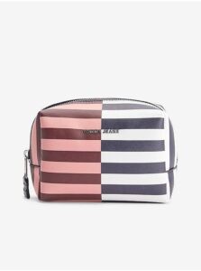 Blue Pink Women's Striped Makeup Bag