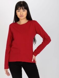 Burgundy simple blouse with long sleeves