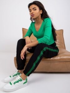 Dark green striped blouse Alissia