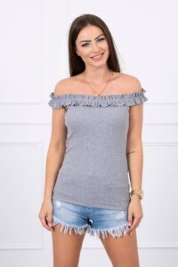 Grey blouse with ruffles above