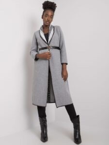 Grey melange coat with pockets