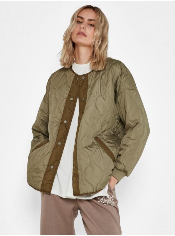 Khaki Quilted Lightweight Jacket Noisy May