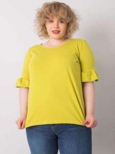 Light green blouse of larger size with ruffles