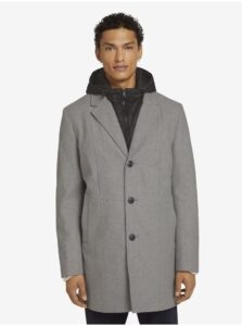 Light grey men's winter coat with sewn inset