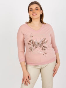 Light pink V-printed blouse