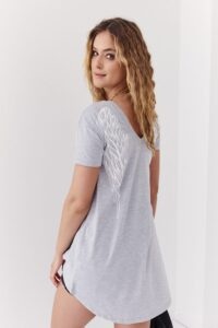 Stylish light gray tunic with wings on
