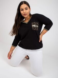 Black blouse of larger size for everyday