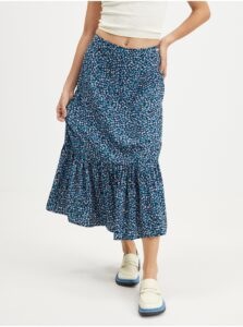 Dark blue Ladies Floral Midi Skirt