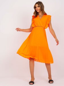 Fluo orange airy midi dress