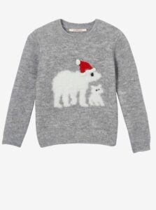 Grey girls' sweater with Christmas motif
