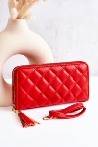 Large quilted wallet with fringe