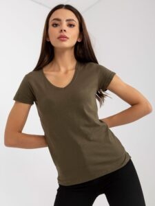 Ordinary khaki cotton T-shirt of