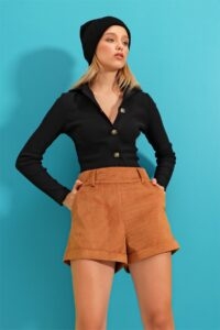 Trend Alaçatı Stili Shorts - Brown