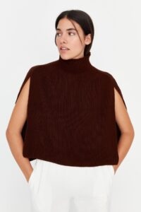 Trendyol Brown Stand Up Collar