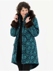 Turquoise-Kerosene Women's Patterned Winter Coat Blutsgeschwister