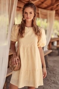 Yellow summer dress with tie