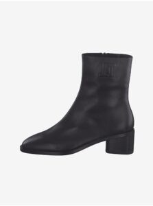 Black Leather Ankle Heel Shoe