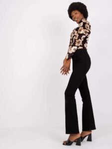 Black-beige velour blouse with