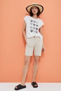 Cotton shorts with belt