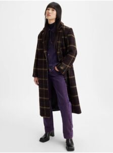 Levi's Dark brown checkered coat with wool