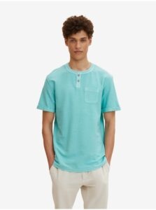 Light Blue Men's T-Shirt with Buttons and