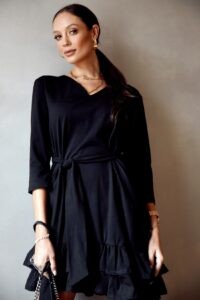 Simple black dress with ruffles