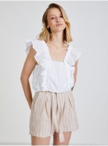 White Women's Blouse with Ruffles TALLY