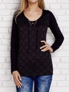 Black knotted blouse with