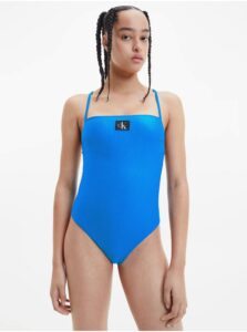 Blue Women's Ribbed One-Piece Swimwear Calvin
