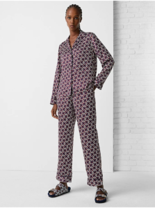 Blue and Burgundy Women Patterned Pajamas Tommy