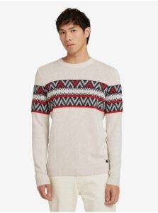 Cream Men's Patterned Sweater Tom Tailor